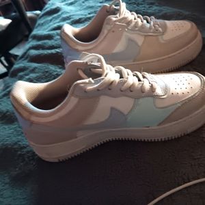 Nike Air force, pink, blue, tan unique, and preppy, cute, mid top,custom